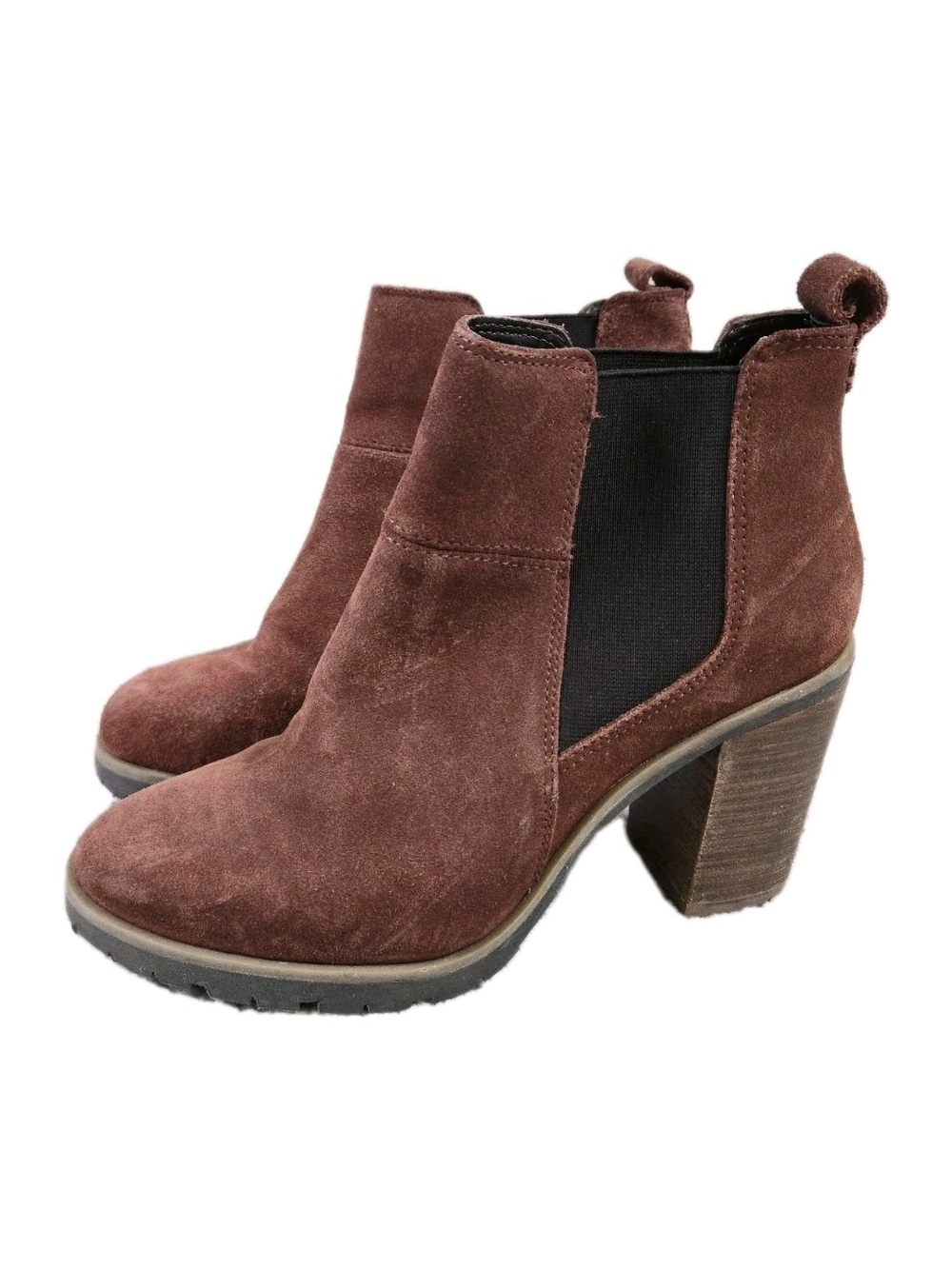 Crevo Alicia Suede Platform Chelsea Boots Brick Red Size 7.5 Block Heel Boho